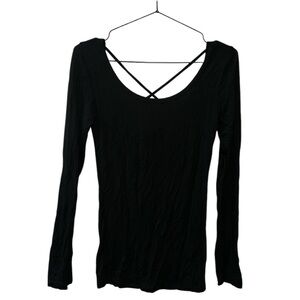 3 For 25 NWT American Dream Black Long Sleeve Cross Back Top - Size XS